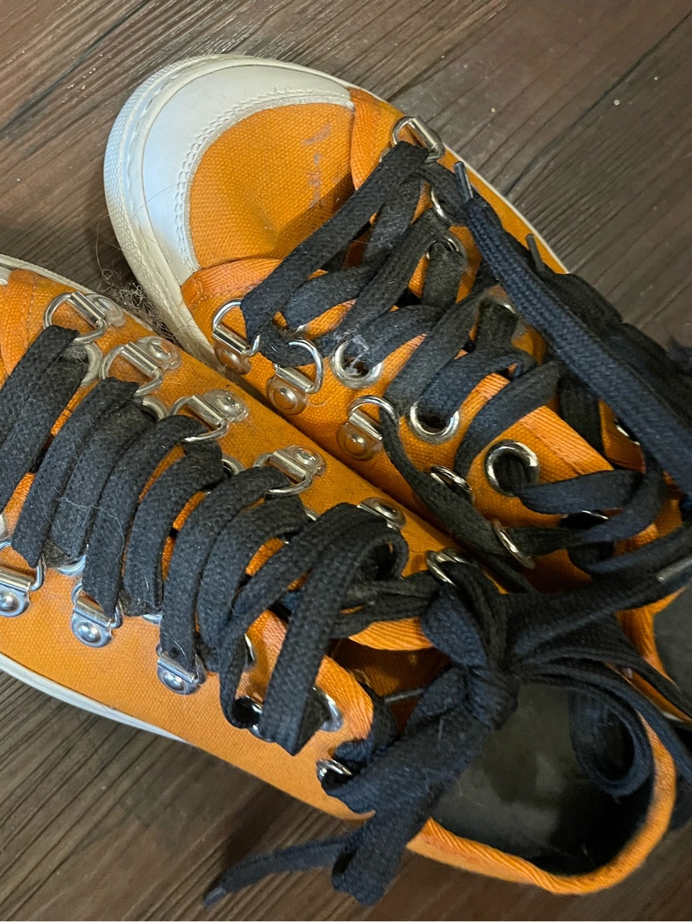 JW ANDERSON Orange Canvas Sneakers with Black Laces